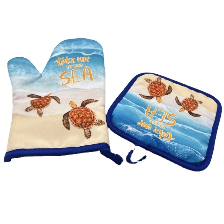 Custom Printed Personalized Sublimation Tropical Beach Souvenir Bahamas Hawaiian Oven Mitts with Logo