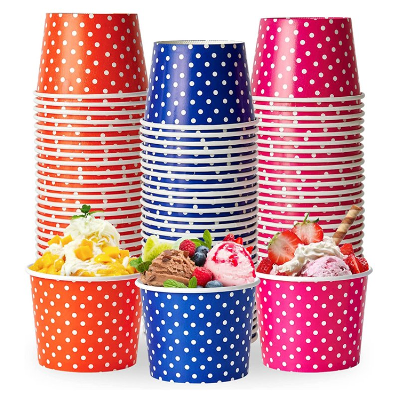 Custom Printed Personalized 3oz 4oz 8oz 12oz Yogurt Disposable Ice Cream Paper Cup with Lid