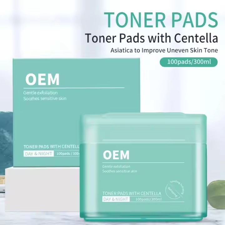 OEM Korea Facial Toner Pads with Centella Skin Toner Anti Acne Moisturizing Vegan Face Toner 100 Pads