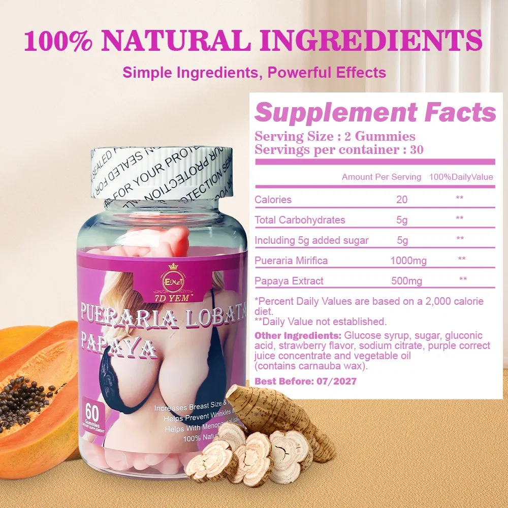 Private Brand of Natural Papaya Breast Enhancement Collagen Gummy