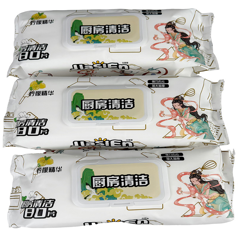 Household Cleaning Wet Tissue Nonwoven Wet Wipes for Stove Range Hood Cleaning