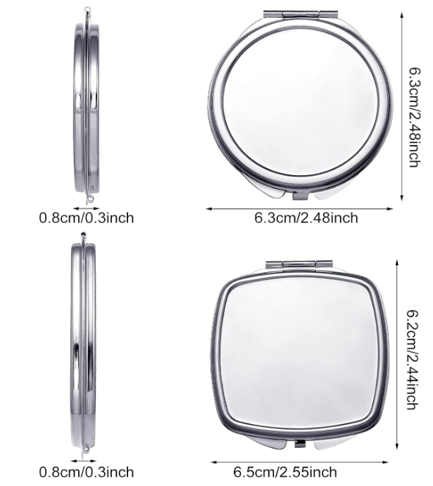 Bulk Sublimation Compact Mirrors Foldable Double-Sided Travel Makeup Mirrors