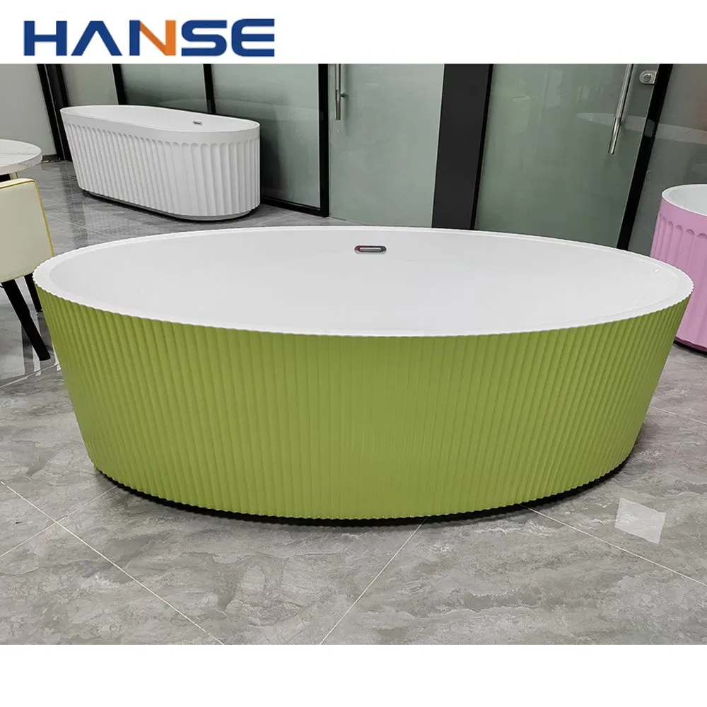 Foshan Hanse Modern Style Freestanding Acrylic Bathroom Indoor Soaking Bathtub