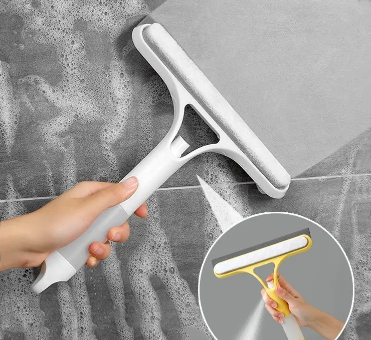 Double-Side Glass Wiper 3 in 1 Multifunctional Car Windshield Window Cleaner Windows Squeegee with Spray Bottle