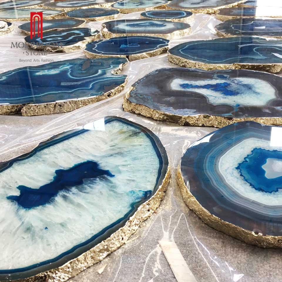 Modern Decorative Food Serving Tray Pink Agate Slice Cheese Platter