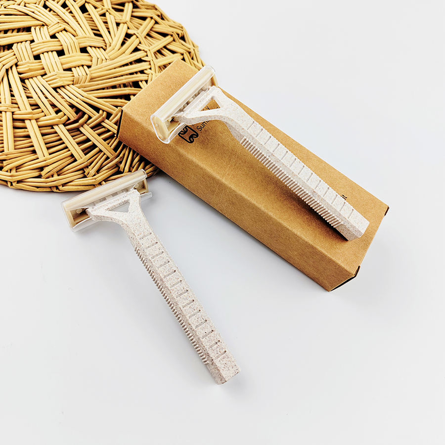 Environmentally Friendly Disposable Biodegradable Wheat Straw 2-Blade Razor