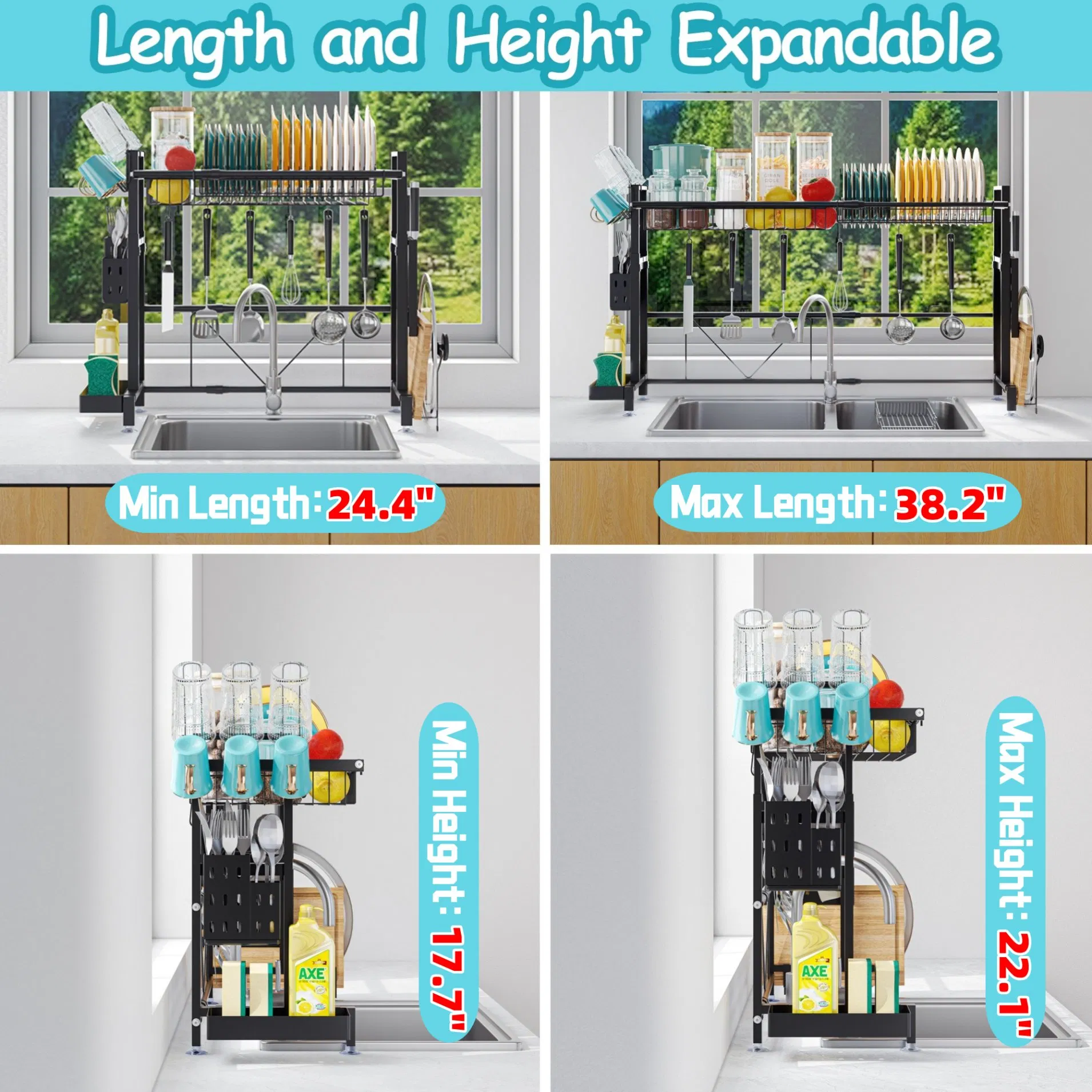 Сушилка для посуды над раковиной с держателем для столовых приборов