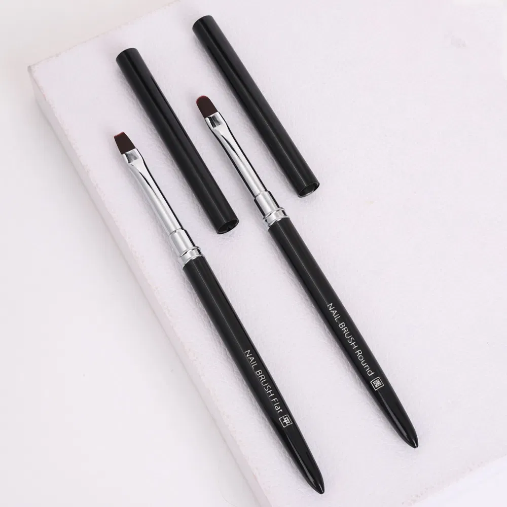 Flat 3D Painting Nail Art Brush Kolinsky Acrylic Metal Handle UV Gel Nails Brushes Polish Manicure Spatula Pen