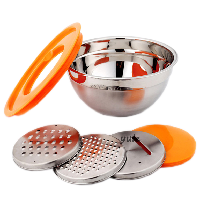 2022 Factory Wholesale Stackable Salad Bowl Kitchenware Tool Stainless Steel Mixing Bowl with Grater