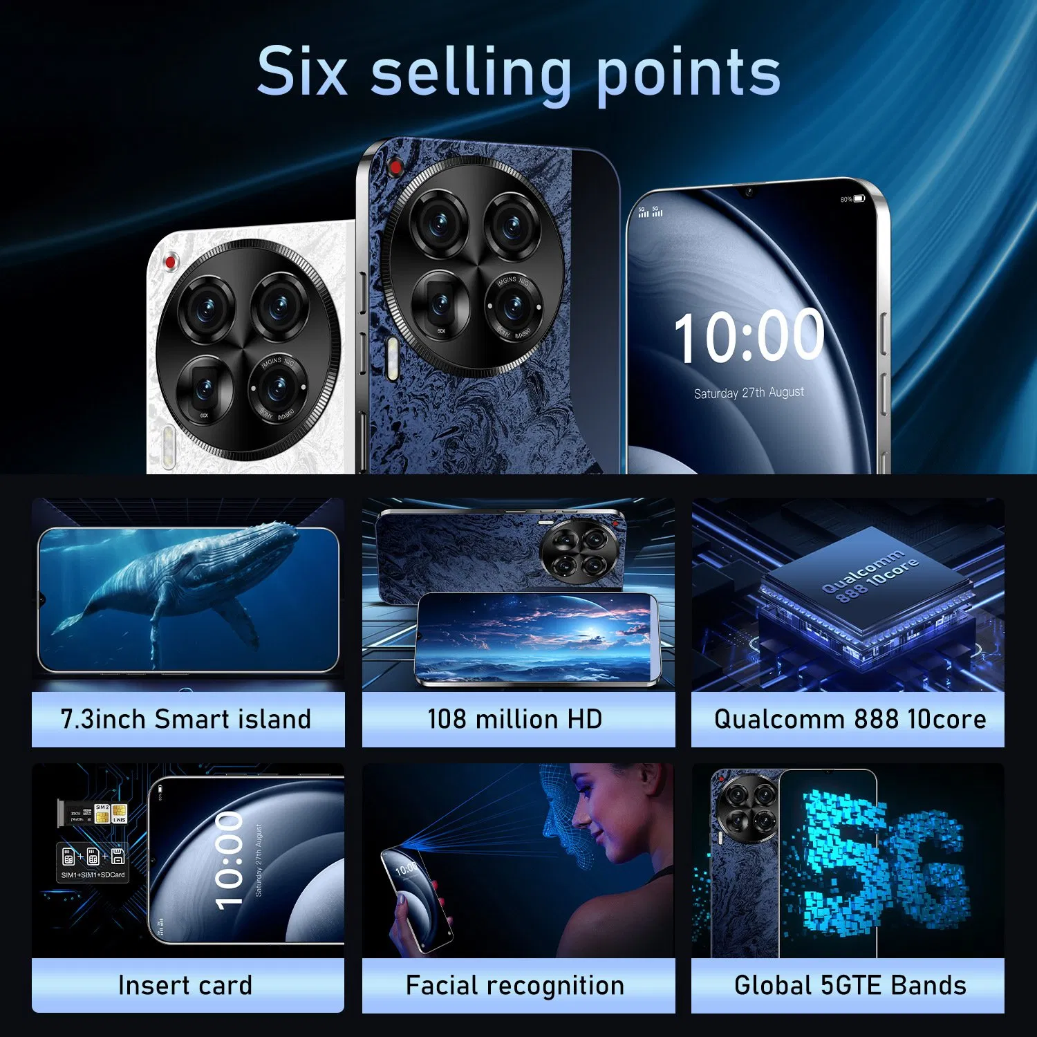 Смартфон C30 PRO 7.3 дюйма, 16ГБ+1ТБ, 108МП, 6800мАч