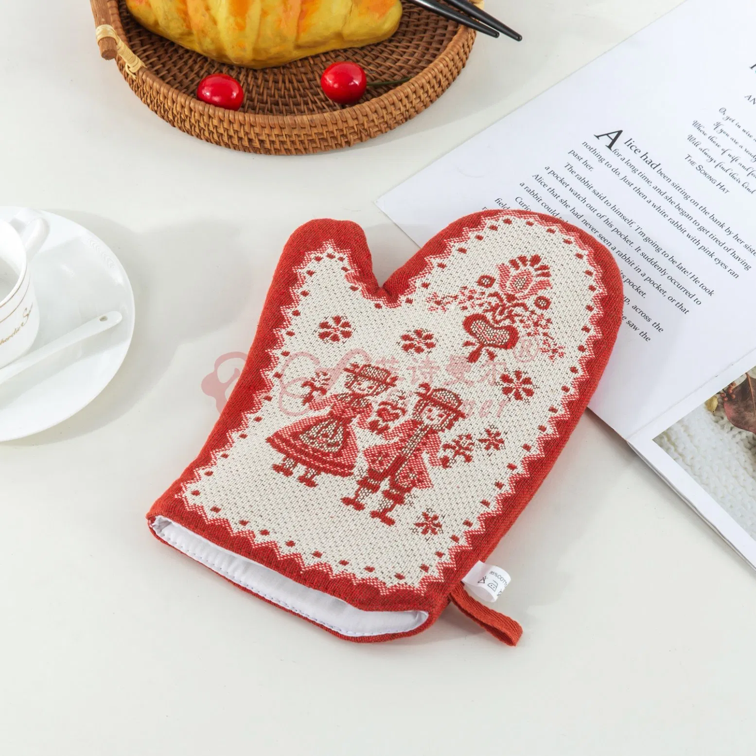 Heat Resistant Custom Jacquard Kitchen BBQ Oven Glove Mitt Cooking Chef Cotton Oven Mitts
