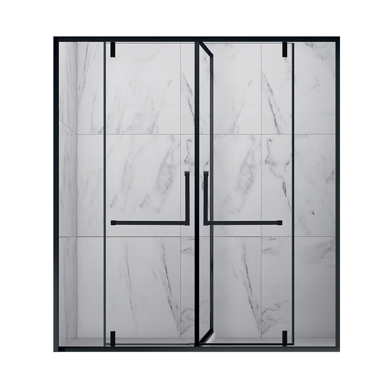 1 Shape Black Frame Stainless Steel Hinge Shower Doors Simple Shower Room for 2 Person