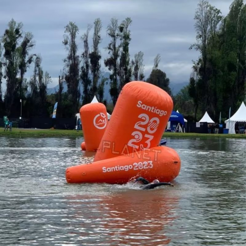 China Inflatable Long Tube Cylinder Floating Water Marker Buoy for Swimming Games