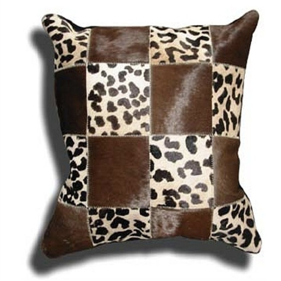 Natural Cowhide Patch Leather Throw Pillows