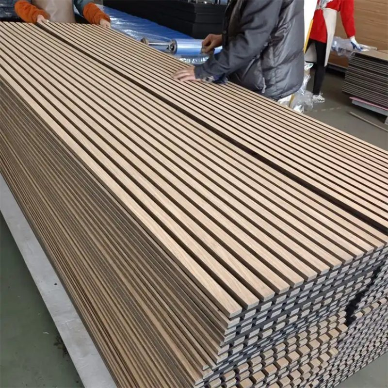 Akupanel Diffusion Wood Wall Slat Ceiling Soundproof Wall Polyester Wooden Acoustic Panels