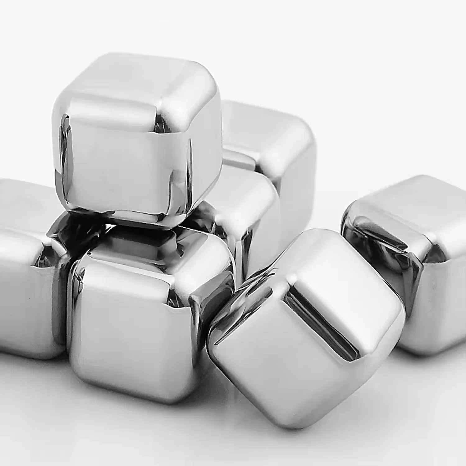 Factory Wholesale Stainless Steel Square Whiskey Stones Custom Logo Reusable Ice Cubes for Food and Bar Frozen Rocks Cube Ice