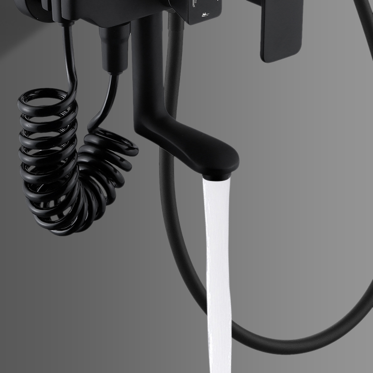 Super September Bathroom Shower Faucet Black Wall Mounted Shower Set Cold and Hot Water Mixer Tap Shower Faucet Set