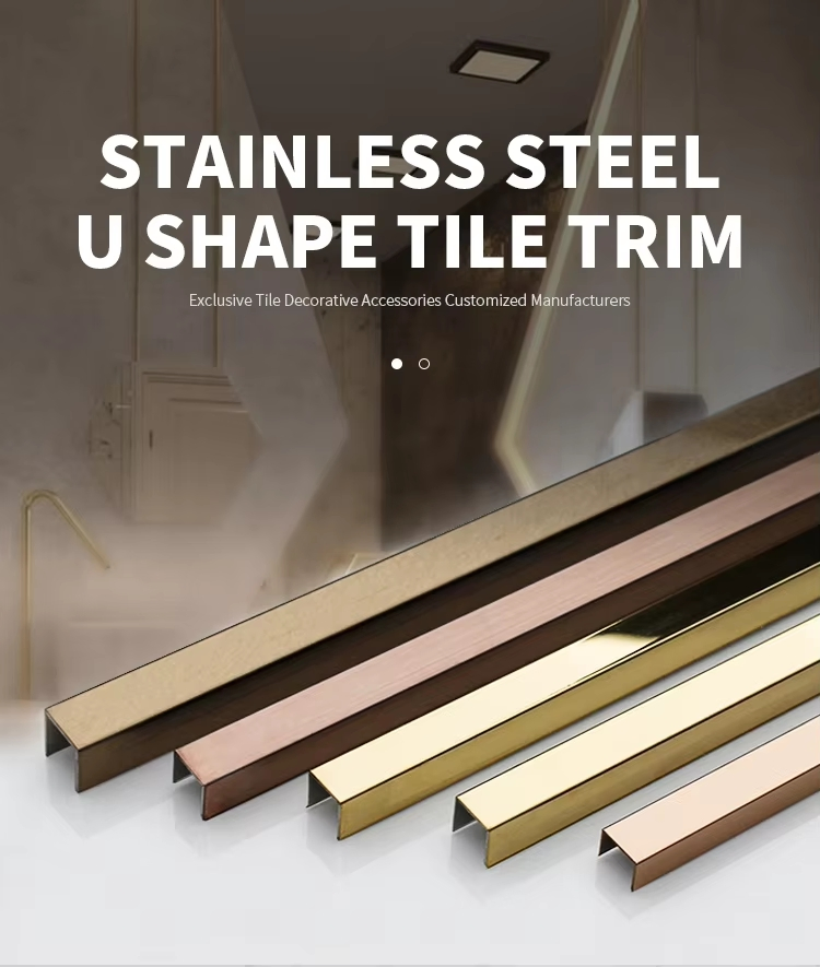 T&C U11 U-Shape Strip PVD Mirror Brushed Finish Stainless U Groove for Glass Partition