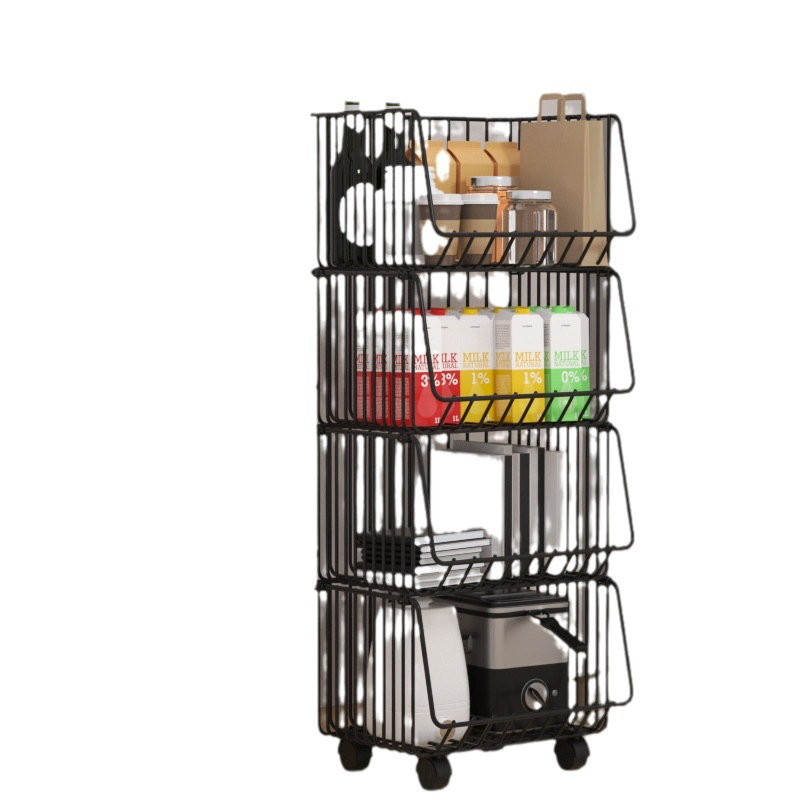 Kitchen Storage Rack Multi-Layer Floor Fruit Rack Vegetable Household Mobile Cart