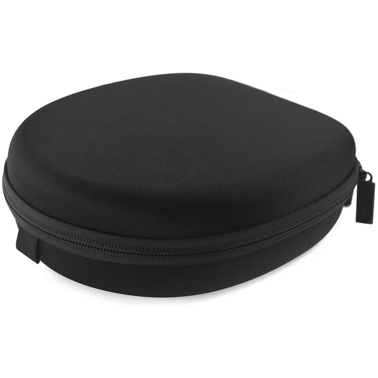 Custom Logo Black Hard Shell Portable Waterproof Shockproof EVA Headphone Case with Mesh Pocket