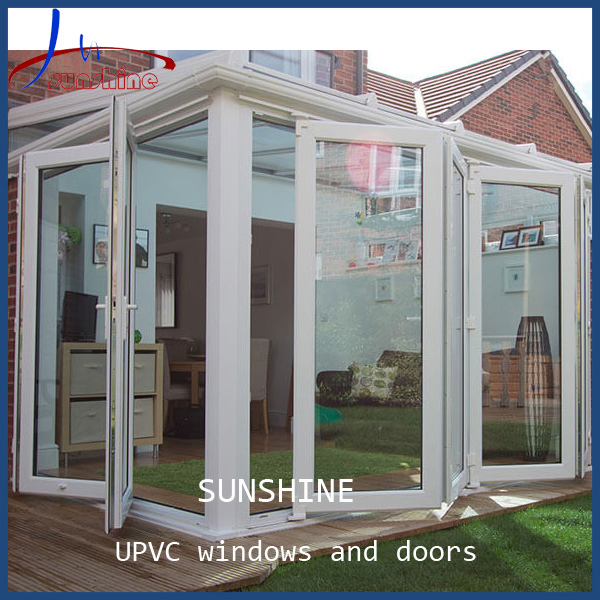 Exterior French Patio Bifold Sliding Doors UPVC/PVC Glass Folding Doors