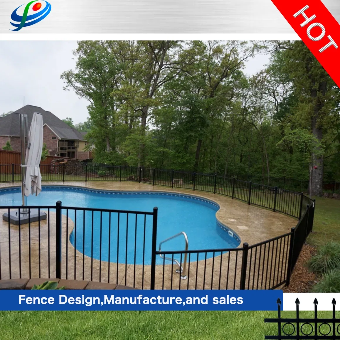 Flat Top Stair /Staircase Aluminum Swimming Pool/Balcony Fence/Fencing FRP Handrail for Home/ Garden/School/Villa