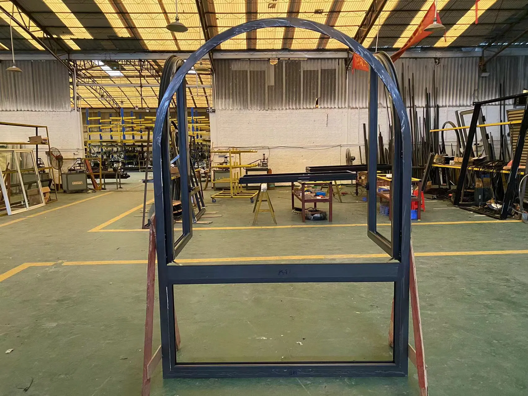 Interior Arch Mirror Glass Aluminum Swing Door