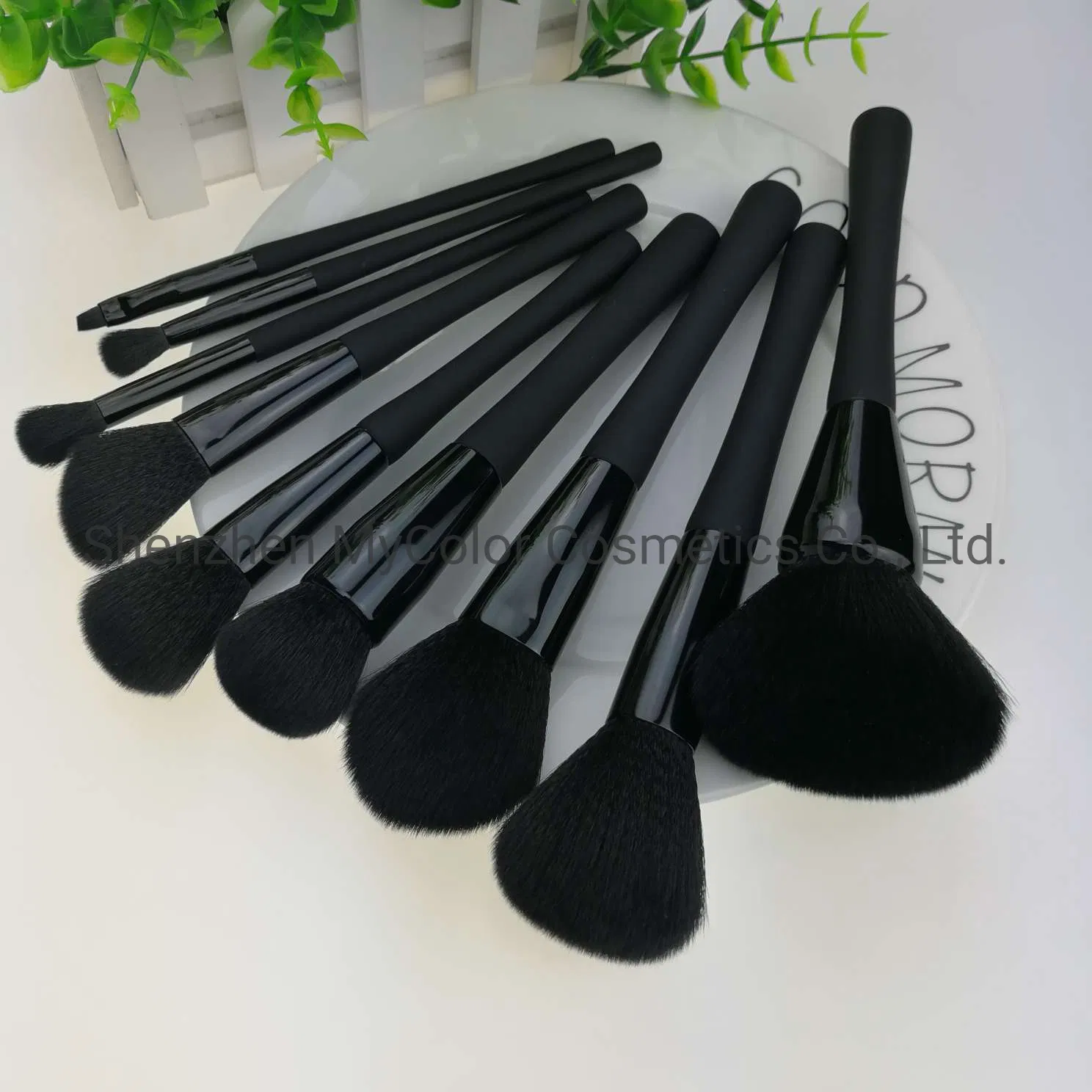 Premium Black Makeup Brush Set Professional Synthetic Hair Foundation Powder Cosmetic Brushes