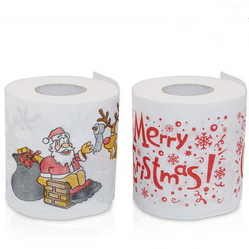 Funny Birthday Party Novelty Gift Merry Christmas Santa Claus Custom Printed Toilet Paper Roll