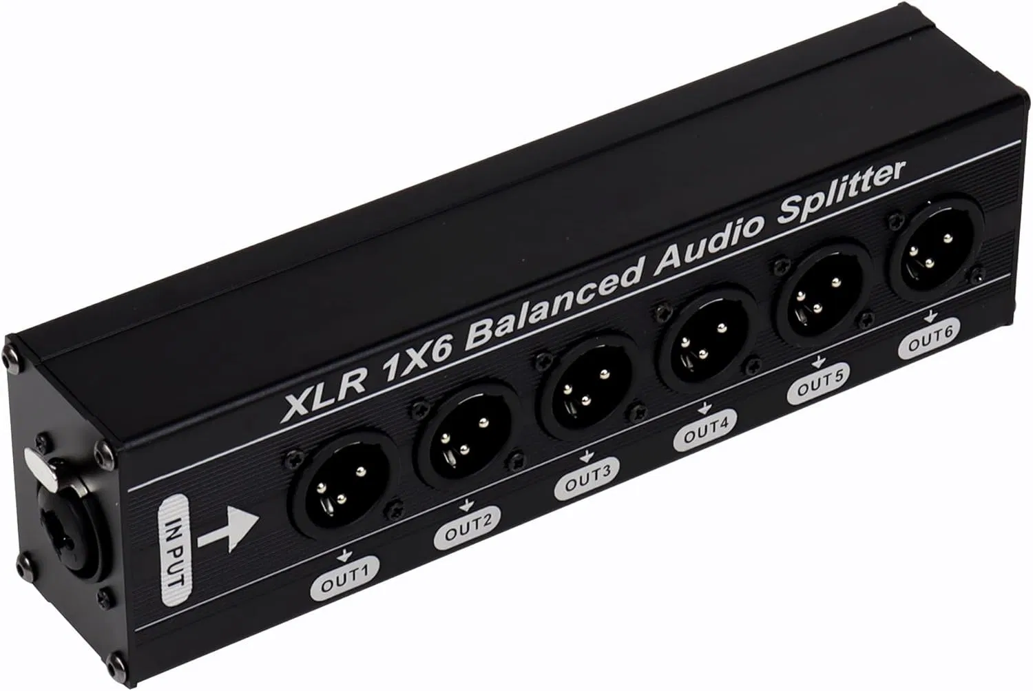 3pin XLR 1-in 6-out Splitter Box Support Trs/Ts&Balance Input Portable Size Aluminum Alloy Durable Box