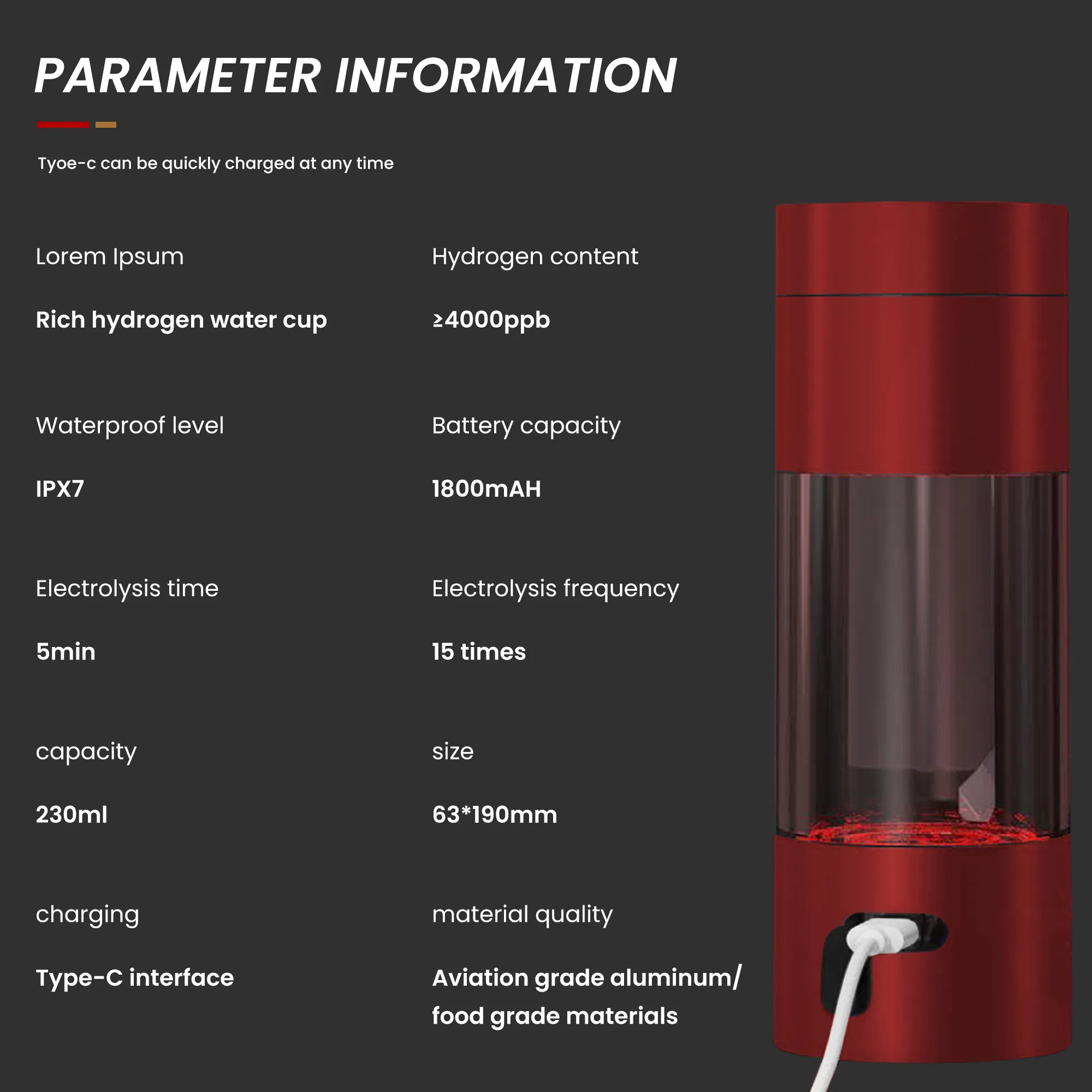 Enhanced Hydration 200ml 4000ppb Hydrogen Rich Water Ionizer