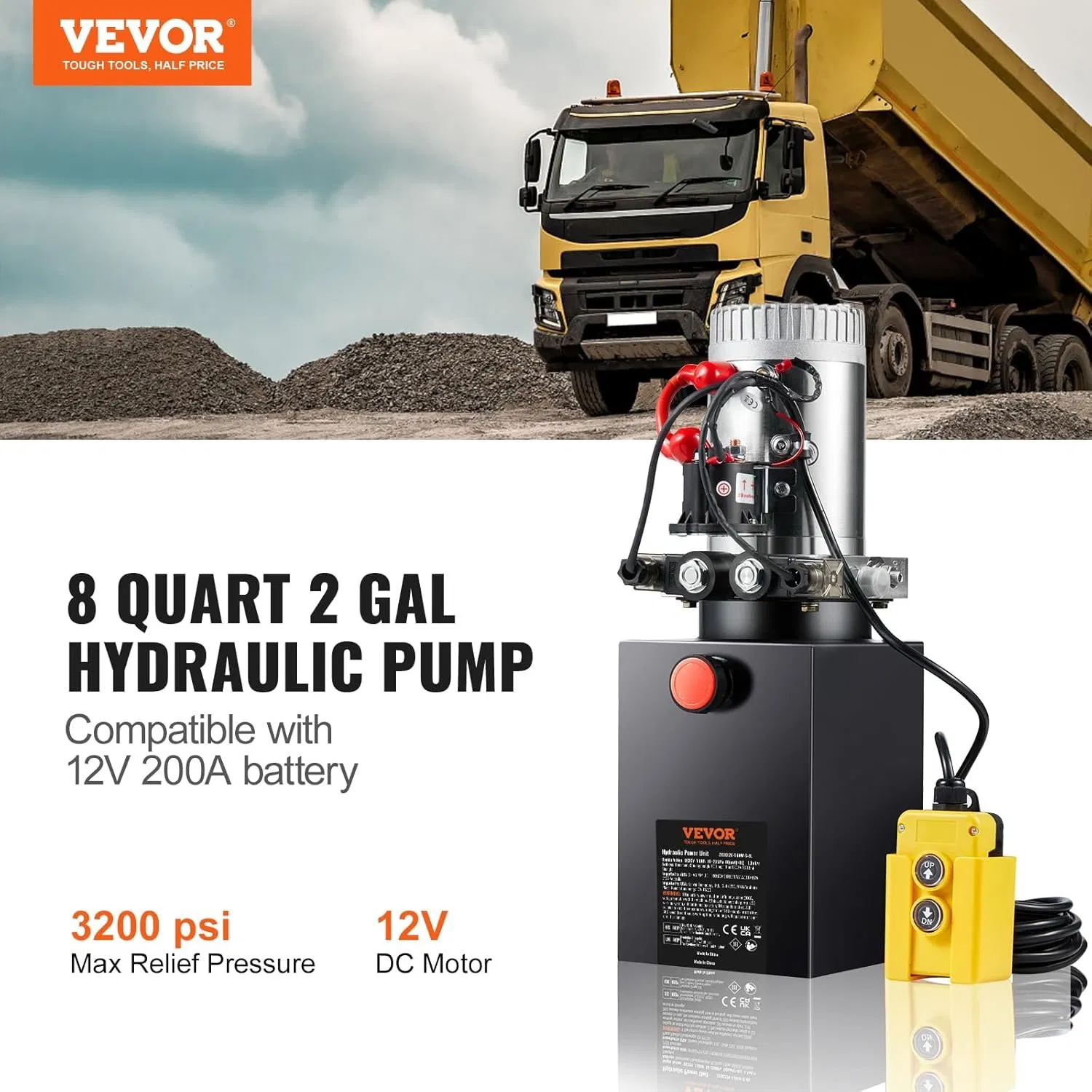 Гидравлическая станция Mophorn 12V, 8 кварт, двойного действия