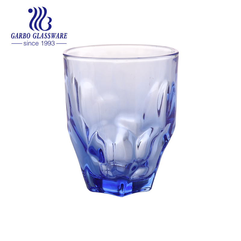 Diamond Design Dishwasher Safe 12oz Solid Color Engraved Pattern Flower Glass Cup with Different Colors for Water Beverage and Juice Brazil (GB2604B0912DL)