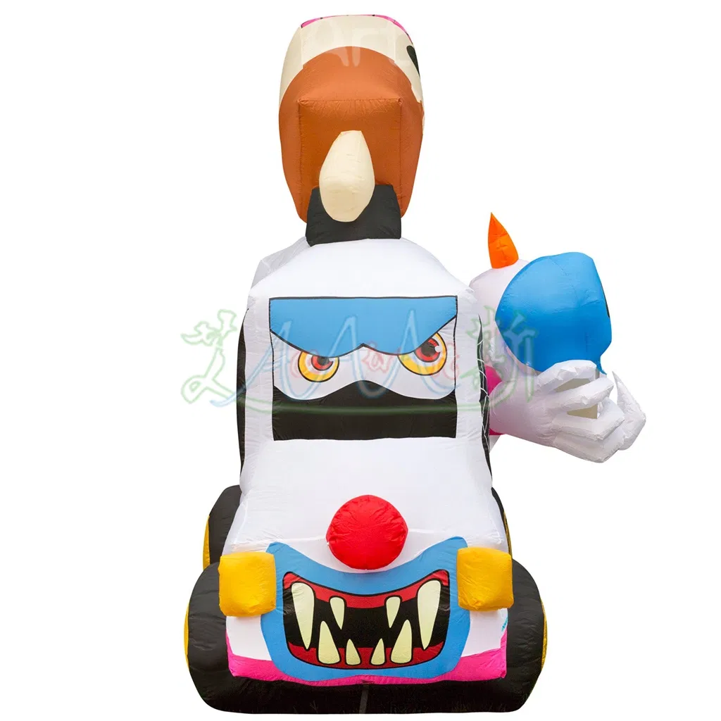 4ml Inflatable Killer Clown Ice Cream Truck Outdoor Scary Halloween Yard Lawn Decoration