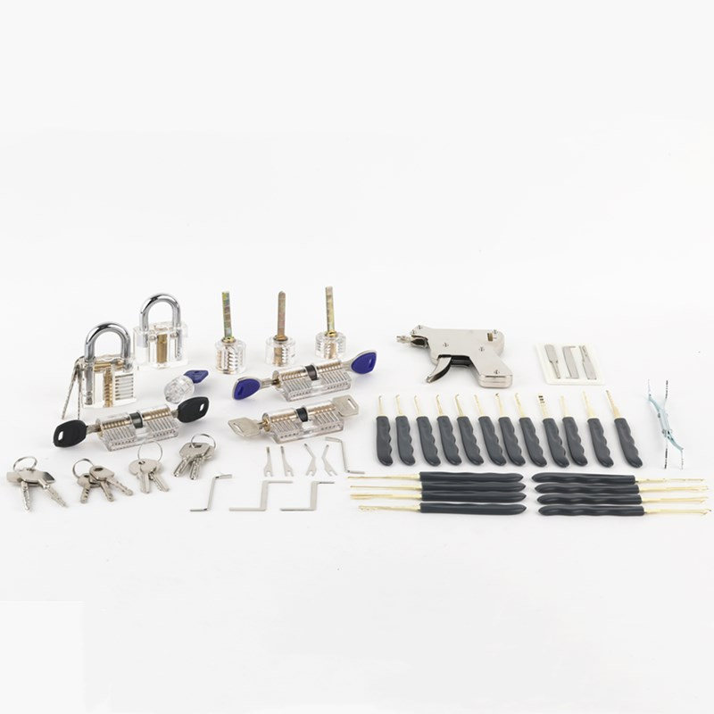 30 PCS Locksmith Lock Pick Tool Set with Transparent Practice Padlock