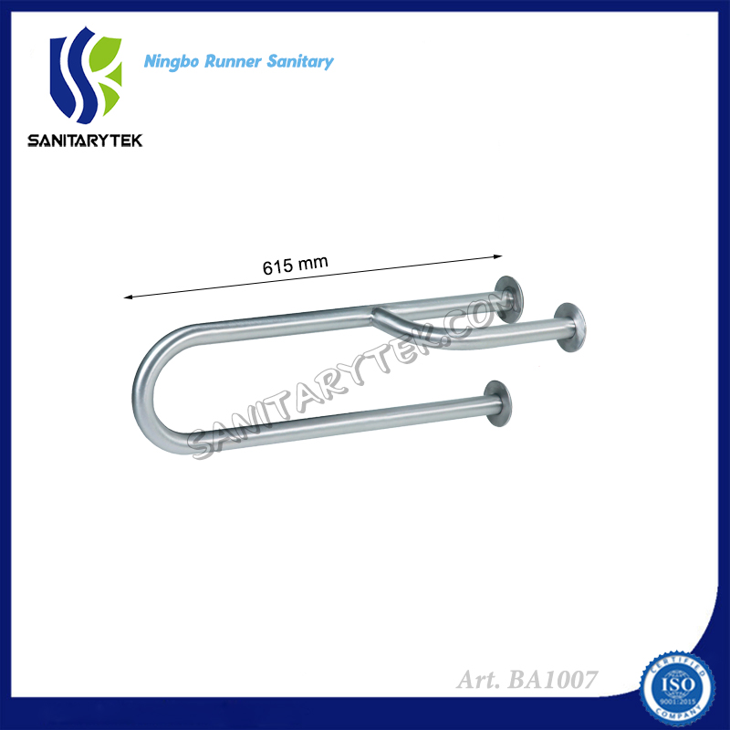 Grab Bar with Left Support Stainless Steel White