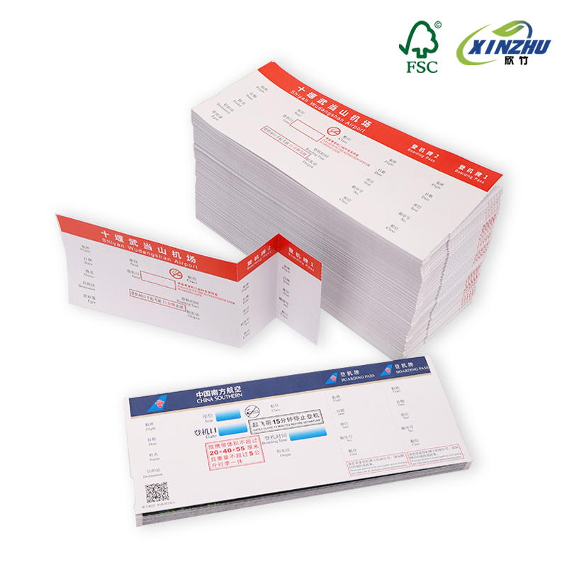 160GSM Eco Thermal Card Self-Adhesive Aviation Airport Boarding Pass Blank Ticket Material