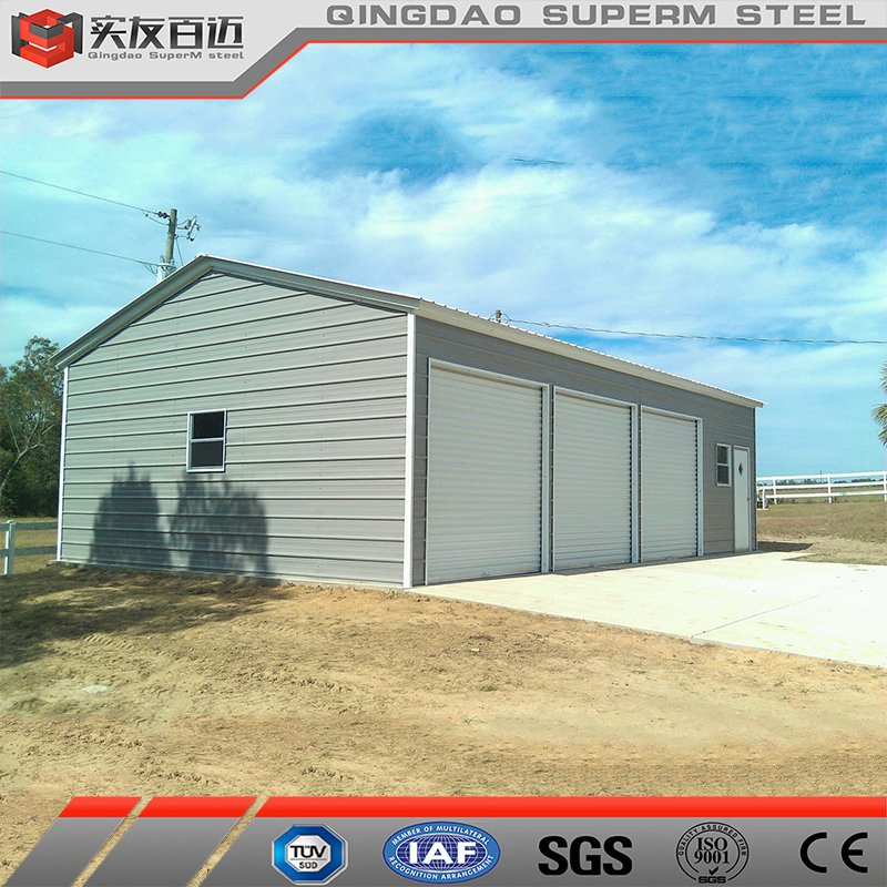 Prefabricated Double Slope Metal Carports Cheap Metal Garages for Sale