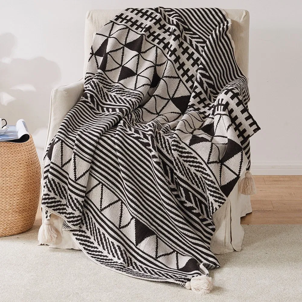 Outdoor Camping Boho Blanket Sofa Blanket Knitted Jacquard Blanket