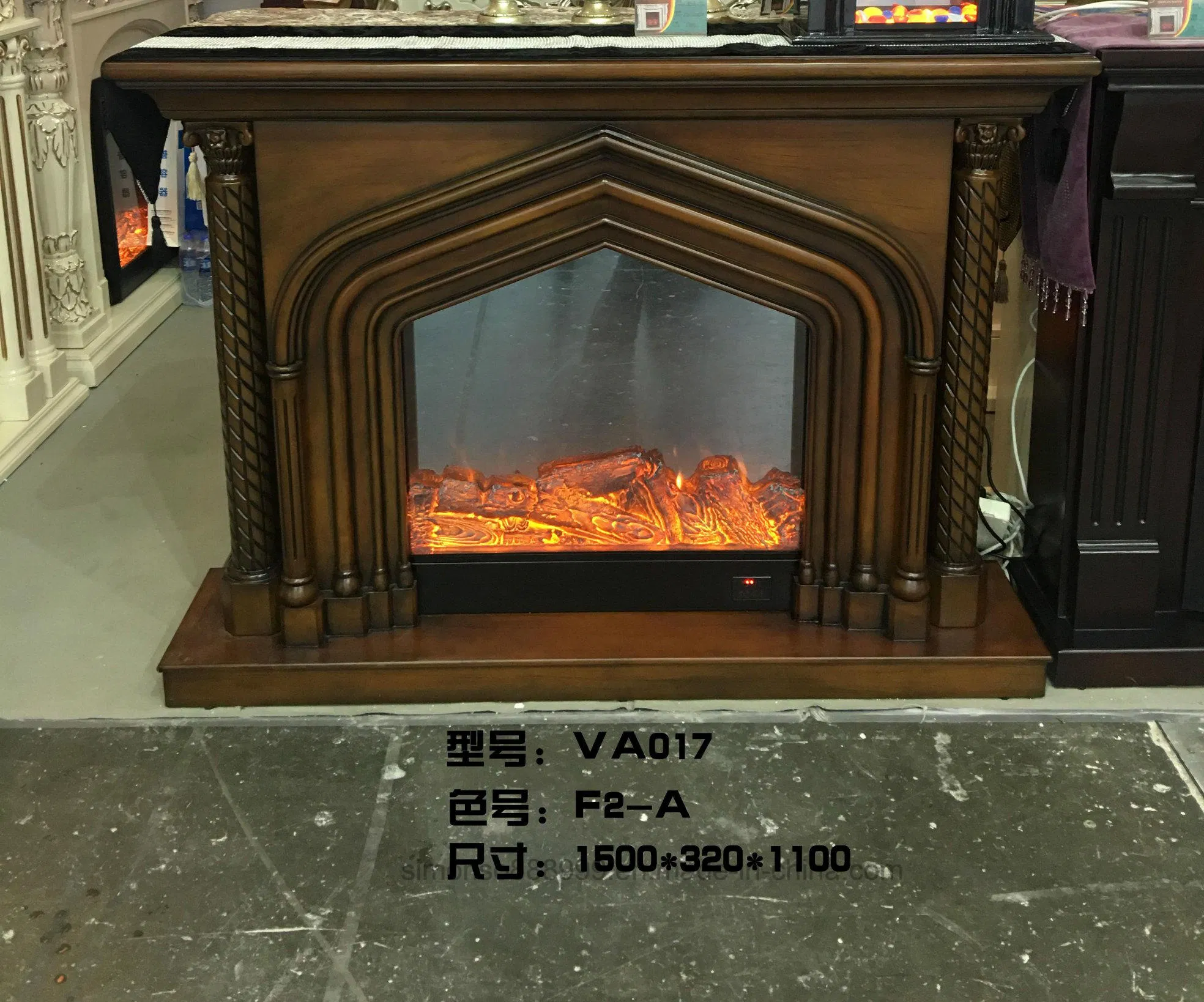 Yellow Marble Culture Design European Electric Fireplace