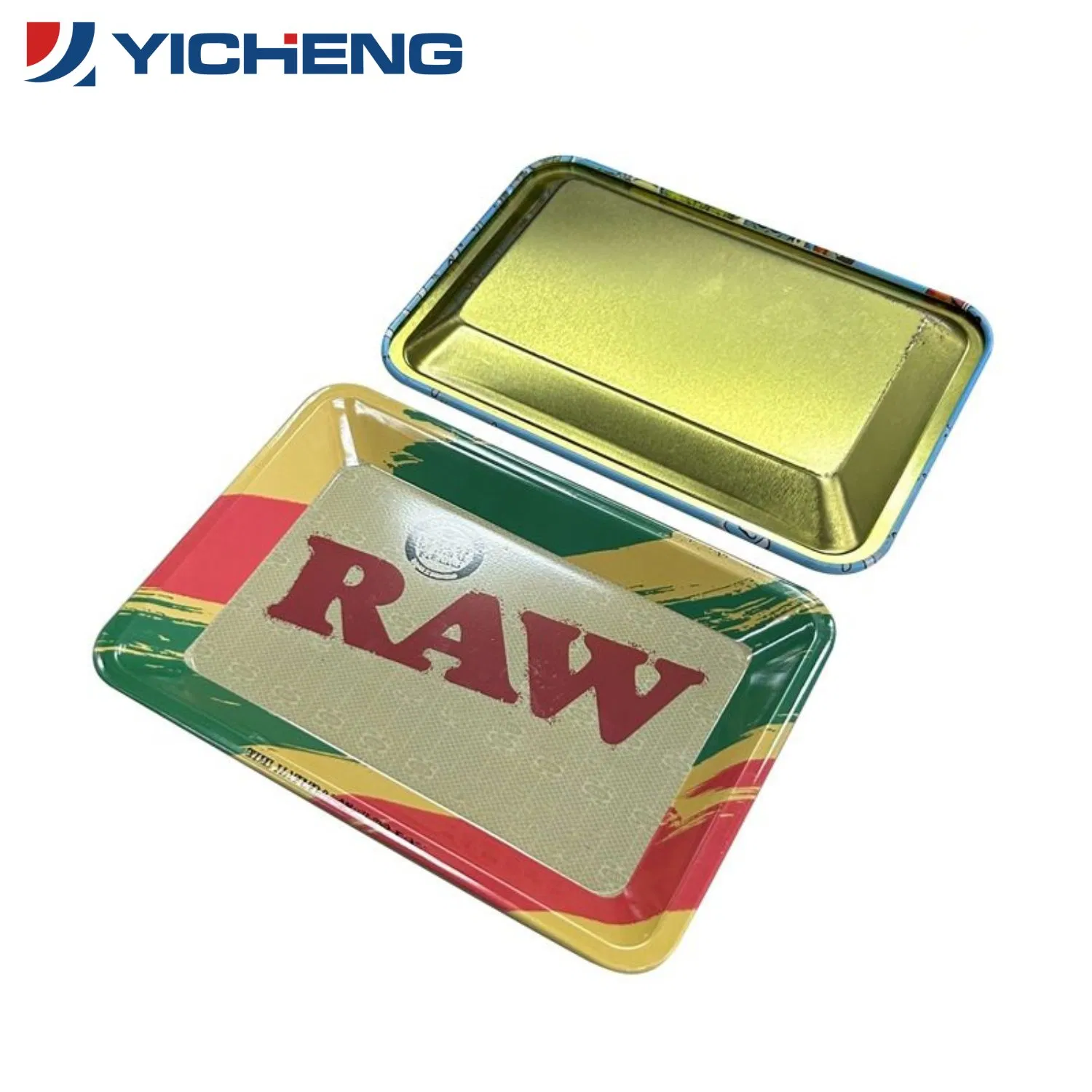 Custom Logo Printed Tin Serving Metal Roll Trays Wholesale Rolling Tinplate Smoking Tray