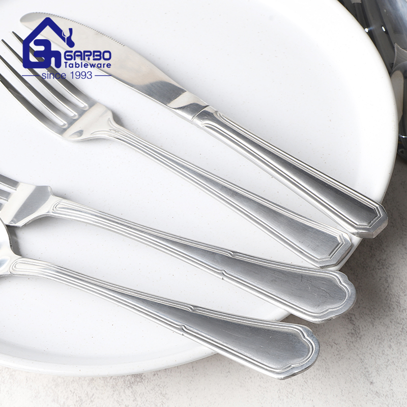 Factory Wholesale 430 Material Stainless Steel Cutlery Metal Handle Dinner Fork Flatware for Wedding Gift Restaurant