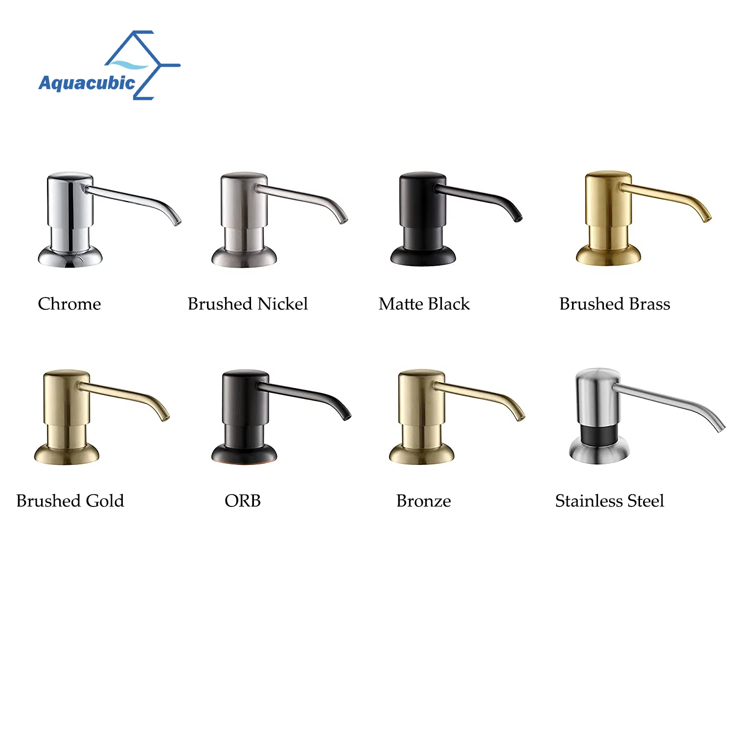 Aquacubic Built in Hand Soap Dispenser for Kitchen Sink, Stainless Steel Brushed Gold, Refill From The Top
