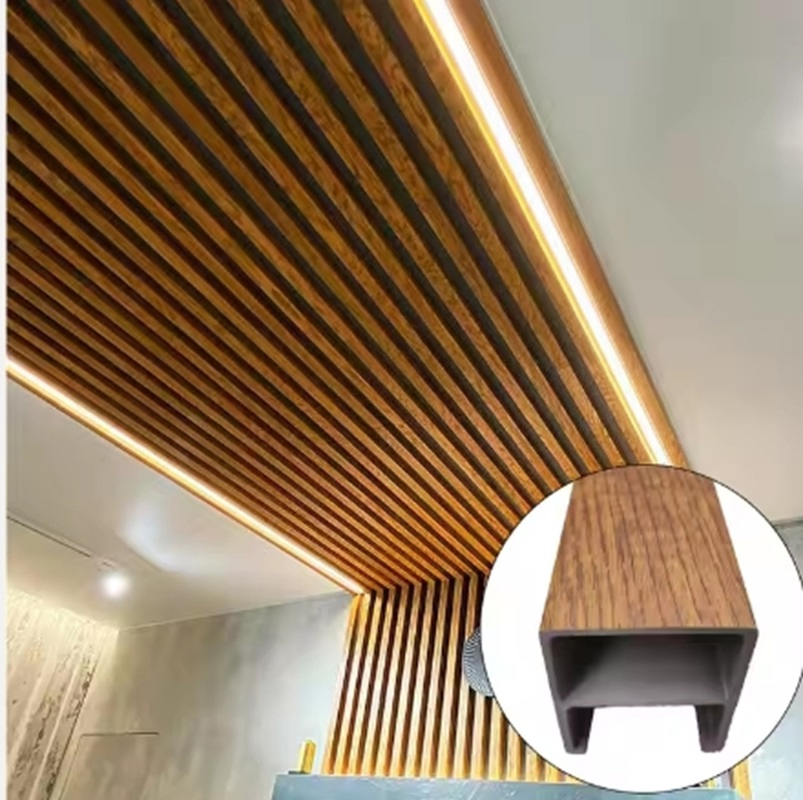 Modern Style WPC Roof Ceiling Wood Plastic Composite Baffle Ceilings for Decoration Material