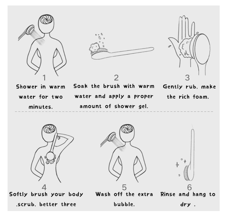 Shower Brush with Natural Bristle Long Bamboo Handle Bath Body Brush