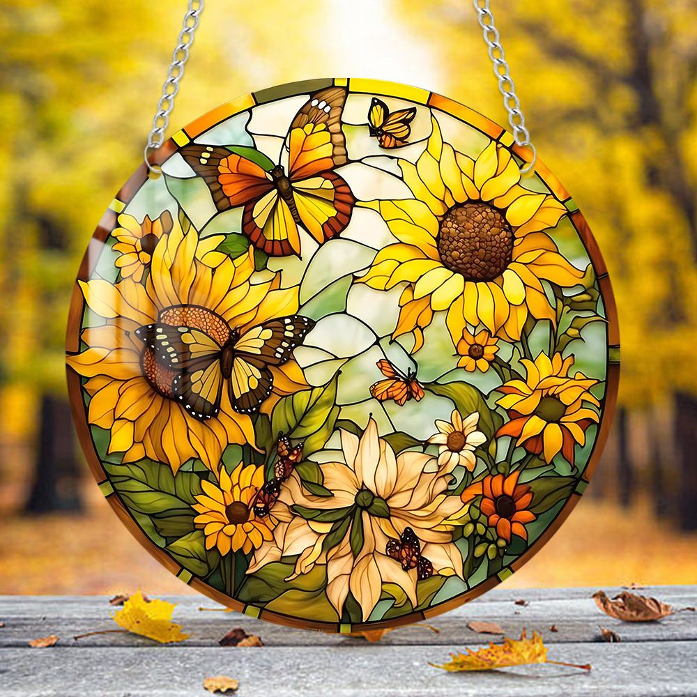 Декор акриловый витражный для дома сада дерево животные цветы