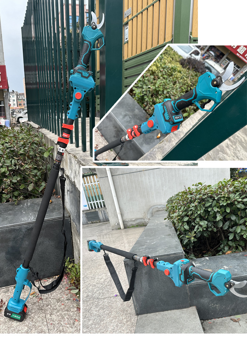 Digital Display Screen Electric Pruning Shears Secateurs with Extension Pole Tree Pruner Branch Cutter with 21V Lithium Battery