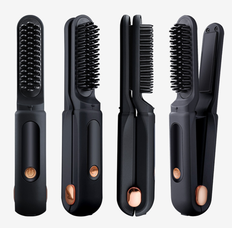 Cordless Hair Straightener Comb, Mini Dual-Purpose USB Rechargeable Straightening Brush, Portable Travel Flat Iron for Home Use