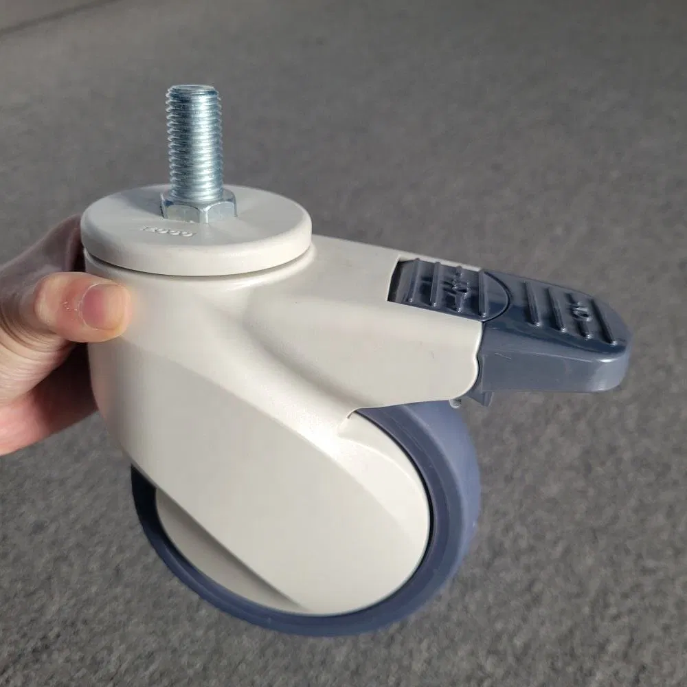 Professional Hospital Patient Bed Caster Wheel with Brake Quiet Rolling Replacement Castors
