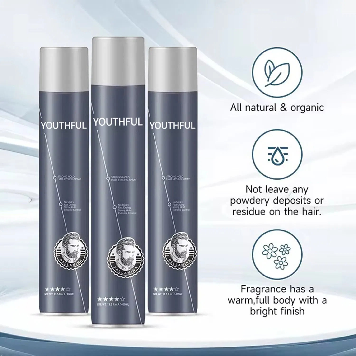 Custom Logo Texture Strong Hold Volumizing Barber Hair Spray